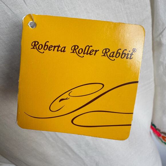 NWT ROBERTA ROLLER RABBIT Boho Anastasia White Embroidered Kaftan - Picture 8 of 12